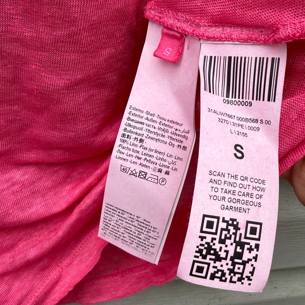 120% Lino | Pink Linen 3/4 Sleeve Blouse size Small - Picture 5 of 6
